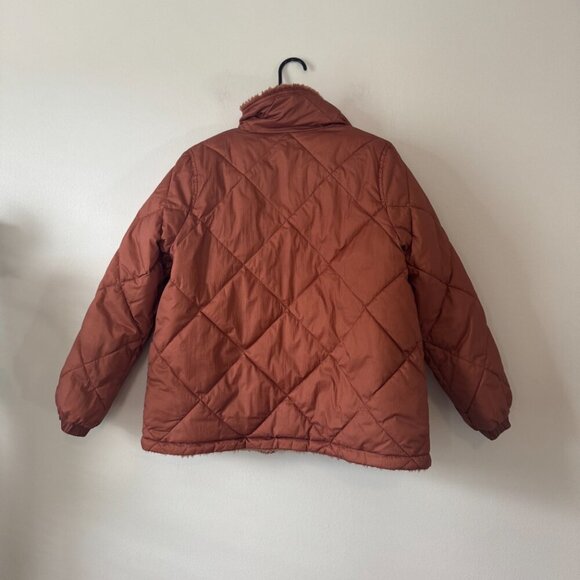 Madewell Reversible Sherpa Puffer Jacket in Warm Umber - Picture 4 of 10